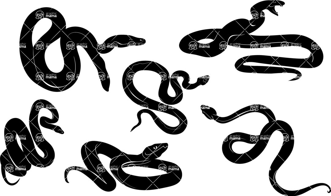 Vector silhouettes - Vector Snake Silhouettes Set